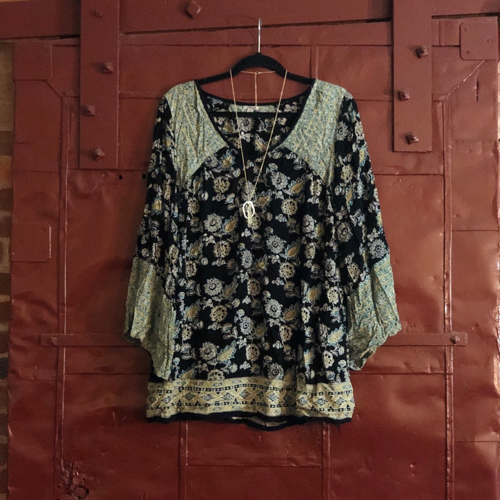 Ecoté Floral Print Long Sleeve Shift Dress